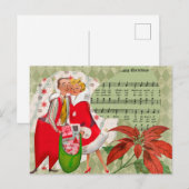 幸せなレトロ1950年代のクリスマスのカップル シーズンポストカード (正面/裏面)
