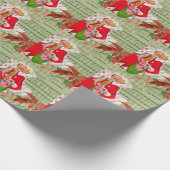 幸せなレトロ1950sクリスマスカップル ラッピングペーパー (角)