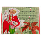幸せなレトロ1950sクリスマスカップル ラージペーパーバッグ (正面)