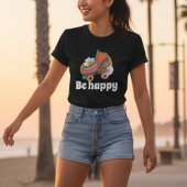 幸せなレトロ70sグルービーローラーデイジーの花 tシャツ