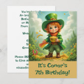 幸せなレプラコーンの子供の聖パトリックの日 招待状 (正面/裏面)