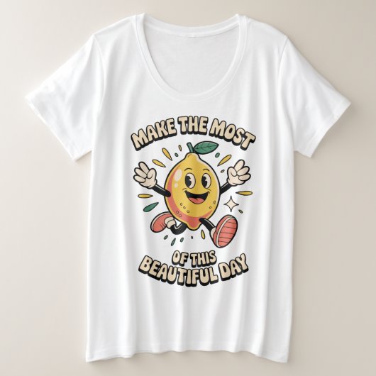 幸せなレモン 女性用 プラスサイズTシャツ (デザイン正面)