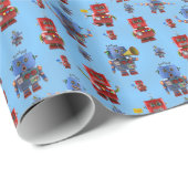 幸せなヴィンテージのロボットパターン ラッピングペーパー (ロールコーナー)