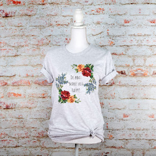 幸せなヴィンテージ水彩バラ Tシャツ