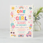 幸せな一人の女の子のカラフルな誕生日 招待状 (スタンド正面)