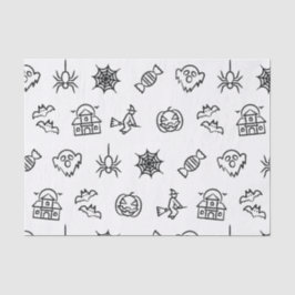 幸せな不気味なハロウィーンパターン – 白 薄葉紙