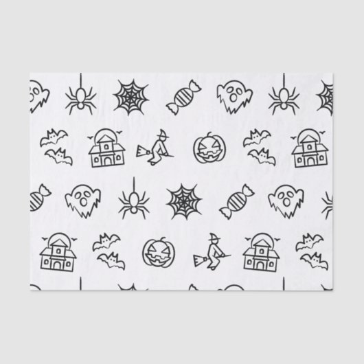 幸せな不気味なハロウィーンパターン – 白 薄葉紙 (正面)