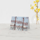 幸せな主任の日の高い船 カード (黄色い花)