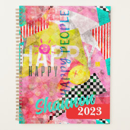 幸せな人々の素晴らしカラフルコラージュ プランナー手帳