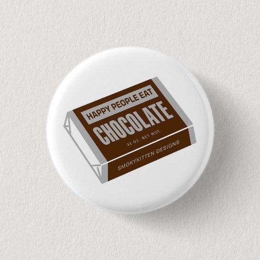 幸せな人々はチョコレートを食べます 缶バッジ (正面)