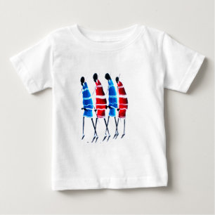 幸せな人々 マサイの戦士 歩く アートプリント ベビーTシャツ
