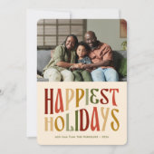 幸せな休日おもしろいレトロクリスマスフォトカード シーズンカード (正面)