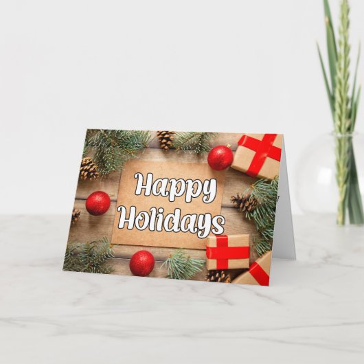 幸せな休日と幸せな新年を過ごす シーズンカード (正面)