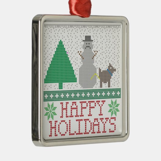 幸せな休日のおもしろい犬の小便をする雪だるまのクリスマス メタルオーナメント (右)