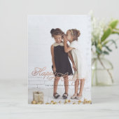 幸せな休日のばら色の金ゴールドのクリスマスカード シーズンカード (スタンド正面)