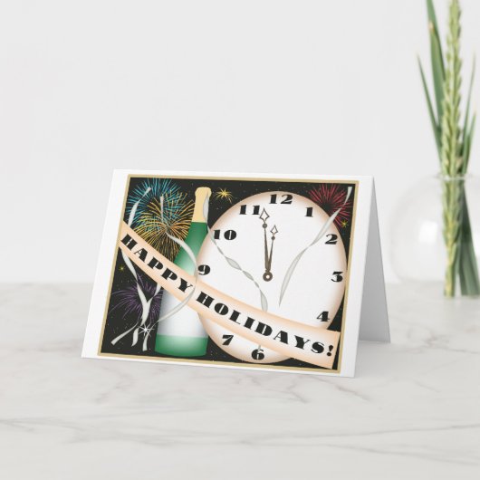 幸せな休日のアールデコのクリスマスカード シーズンカード (正面)