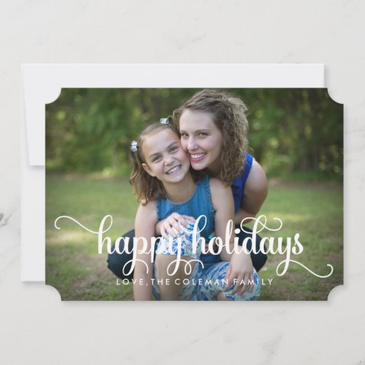幸せな休日のエレガントな家族写真カード シーズンカード (正面)
