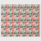 幸せな休日のカスタムな姓および4つの写真 ラッピングペーパー (フラット)