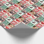 幸せな休日のカスタムな姓および4つの写真 ラッピングペーパー (角)