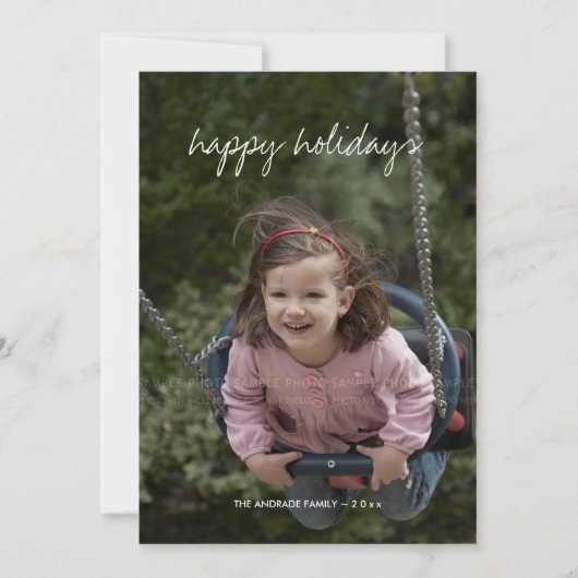 幸せな休日のクリスマスの写真の休日は赤を望みます シーズンカード (正面)