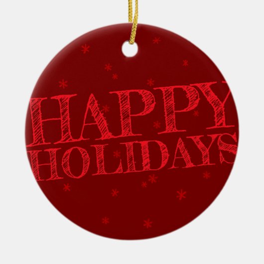 幸せな休日のクレヨンのクリスマス セラミックオーナメント (正面)