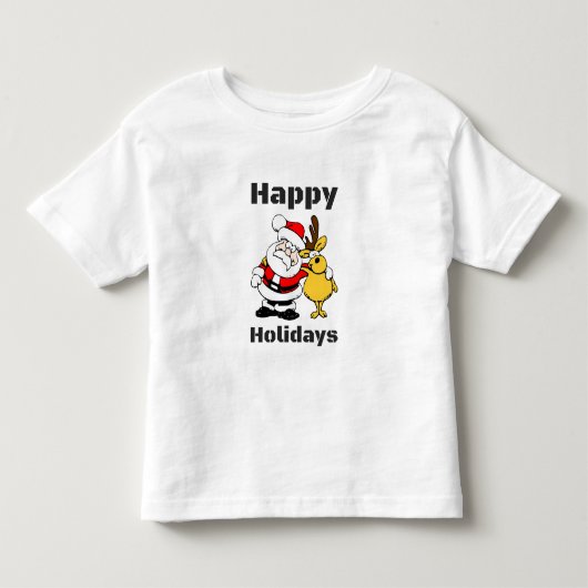 幸せな休日のサンタクロースのトナカイの抱擁 トドラーTシャツ (正面)