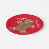 幸せな休日のジンジャーブレッドの紙皿 ペーパープレート (アングル)