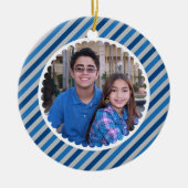 幸せな休日のストライプな写真のオーナメント セラミックオーナメント (正面)