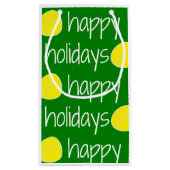 幸せな休日のテニスのテーマのギフトバッグ スモールペーパーバッグ (裏面)