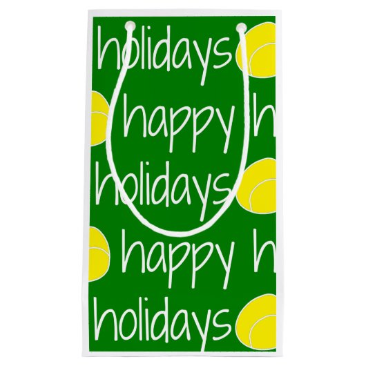 幸せな休日のテニスのテーマのギフトバッグ スモールペーパーバッグ (正面)