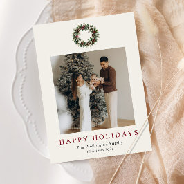 幸せな休日のフェスティブクリスマスリースの写真 シーズンカード