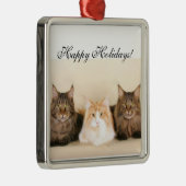 幸せな休日のメインのあらいぐま猫のオーナメント メタルオーナメント (右)