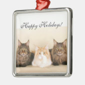 幸せな休日のメインのあらいぐま猫のオーナメント メタルオーナメント (左)