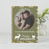 幸せな休日のモダンな狩りの迷彩柄のクリスマスカード シーズンカード (スタンド正面)