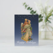 幸せな休日のヴィンテージの天使は夜空を主演します シーズンポストカード (スタンド正面)