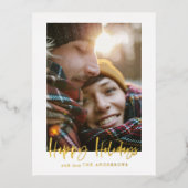 幸せな休日の写真をスクリプトに書く 箔シーズンポストカード (正面)