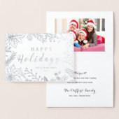 幸せな休日の冬の群葉フレーム%PIPE%の銀 箔カード (ディスプレー)