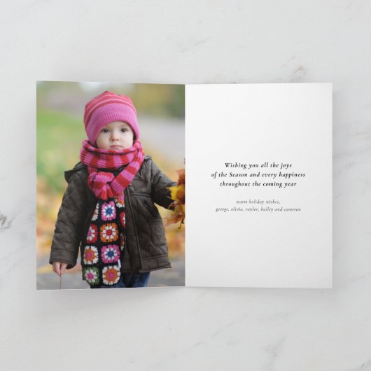 幸せな休日の原稿のモダンな挨拶の写真カード シーズンカード (内部)