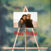 幸せな休日の女の子の家族の写真ギフトクリスマス アクリルサイン (ニュートラル)