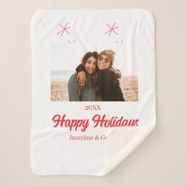 幸せな休日の女の子の家族の写真ギフトクリスマス シェルパブランケット