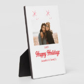 幸せな休日の女の子の家族の写真ギフトクリスマス フォトプラーク (側面)