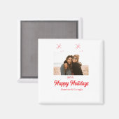 幸せな休日の女の子の家族の写真ギフトクリスマス マグネット (正面/裏面)