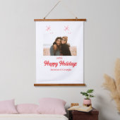 幸せな休日の女の子の家族の写真ギフトクリスマス 吊り下げ型タペストリー (寝室)
