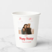 幸せな休日の女の子の家族の写真ギフトクリスマス 紙コップ (裏面)