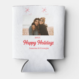 幸せな休日の女の子の家族の写真ギフトクリスマス 缶クーラー