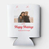 幸せな休日の女の子の家族の写真ギフトクリスマス 缶クーラー (裏面)