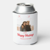 幸せな休日の女の子の家族の写真ギフトクリスマス 缶クーラー (缶裏面)