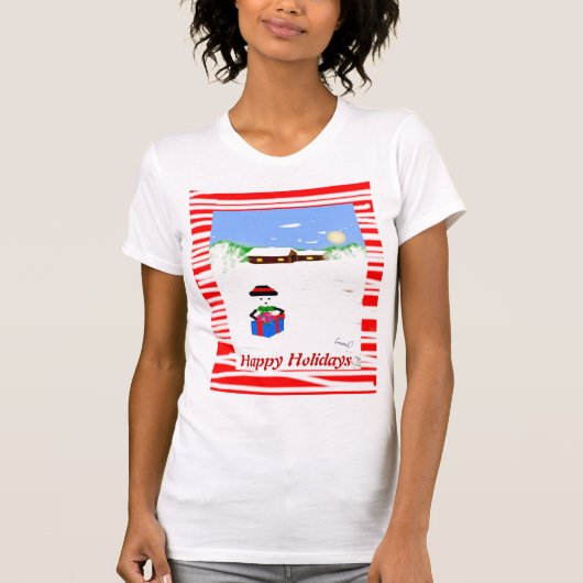 幸せな休日の女性タンクトップ(合う) Tシャツ (正面)
