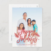 幸せな休日の完全な写真シックな手の教養がある赤 シーズンポストカード (正面/裏面)