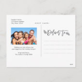 幸せな休日の完全な写真シックな手の教養がある赤 シーズンポストカード (裏面)